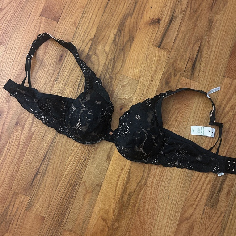 NWT Aerie Black Floral Lace Bra